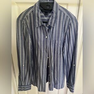 Tommy Hilfiger Blue and White Striped women’s Shirt